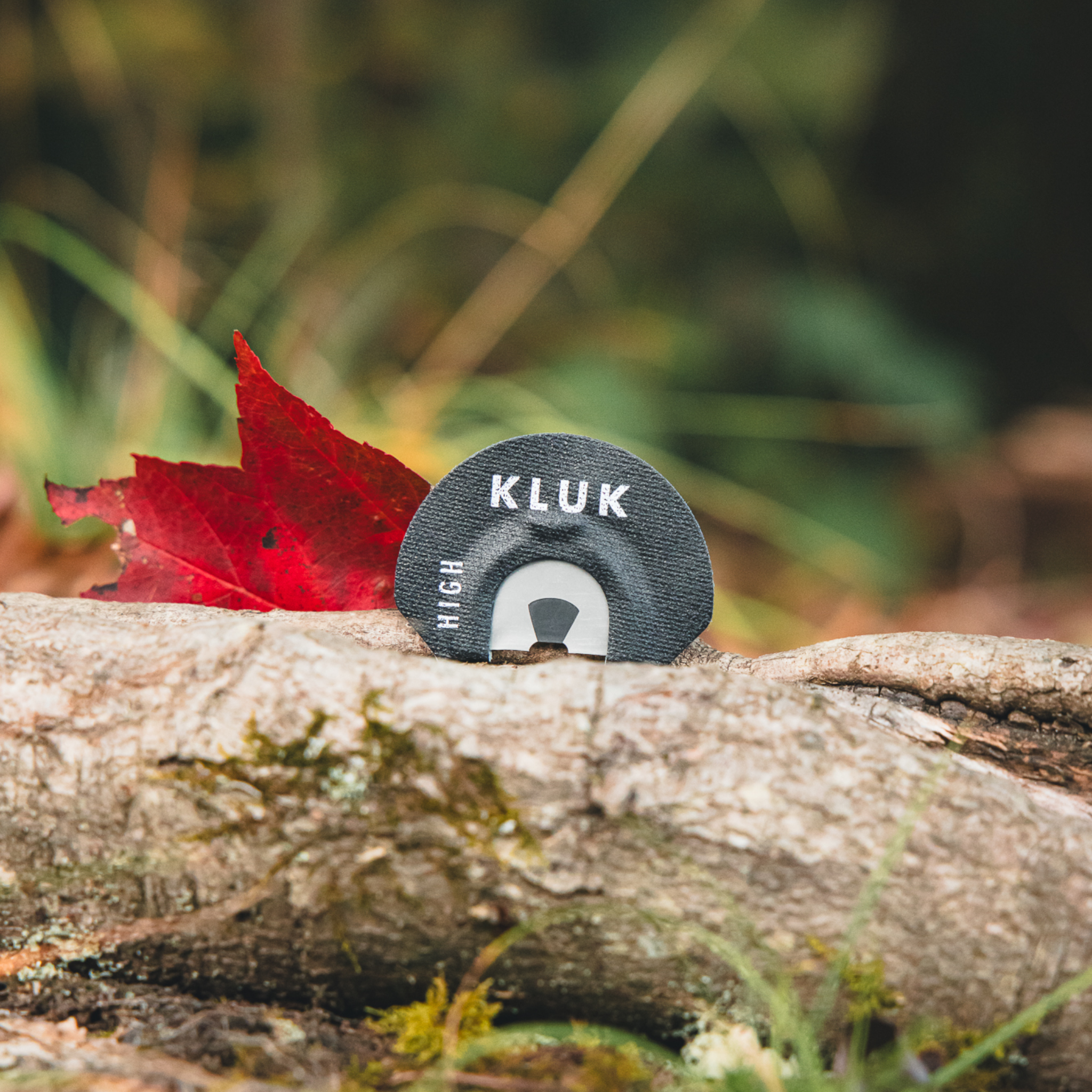 Go 2 Ghost turkey mouth call product photo propped on tree